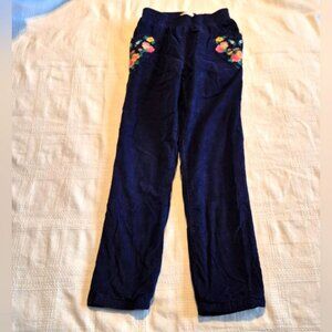 Mini Boden girls size 7 years blue corduroy lined pants, heart pockets, EUC